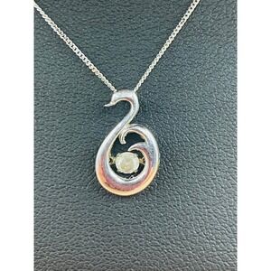 Glacier Fire Canadian Diamond Swan Pendant Necklace 10K White Gold 18 Inch Chain